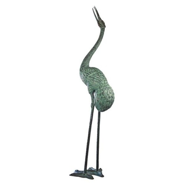 Piped Colossal Crane Bronze Garden Statue Spouting Curved Neck